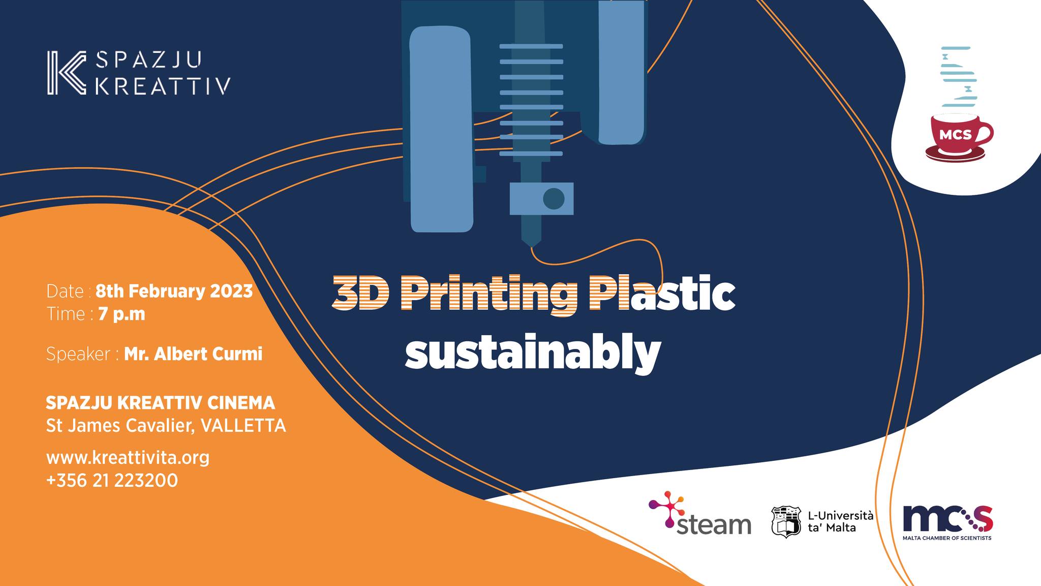 Read more about the article <strong>Malta Café Scientifique | 3D Printing Plastic from the Source</strong>